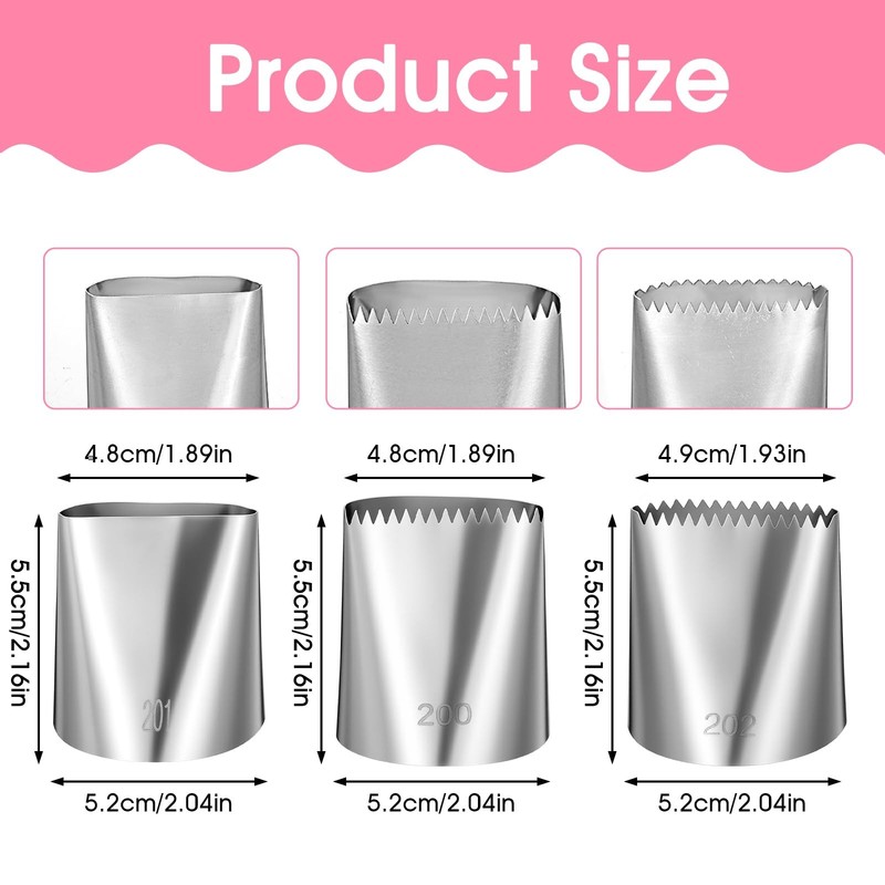 Large Piping Tips Set Stainless Steel Cake Decorating Frosting Nozzles 3 PCS gallery