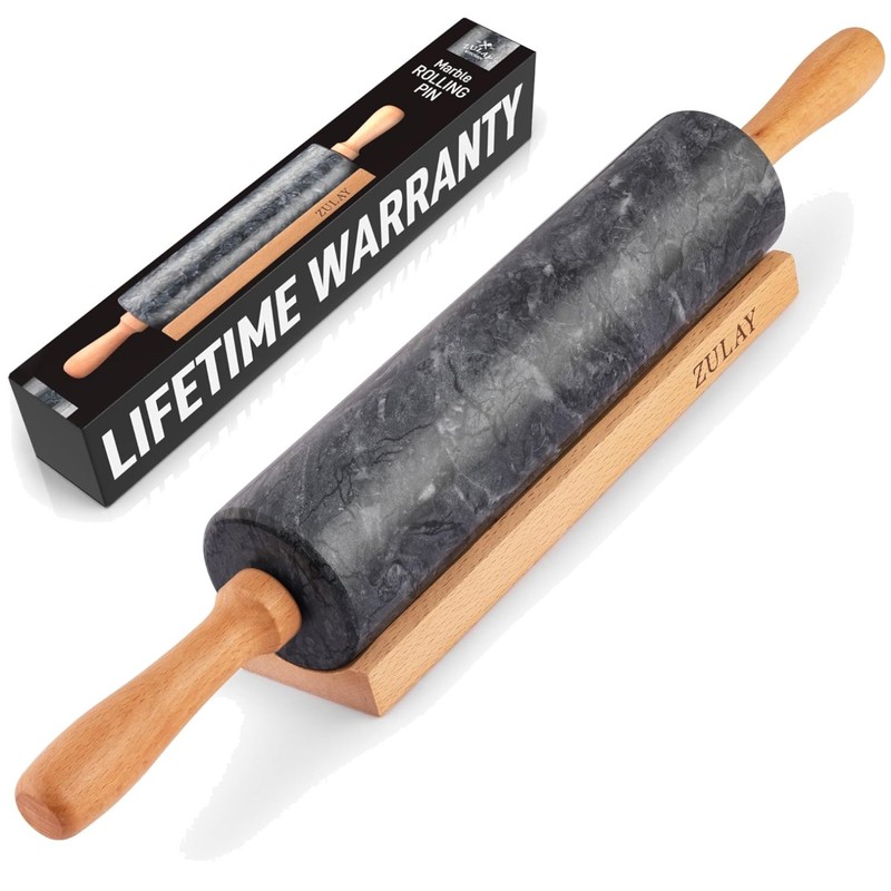 17-Inch Polished Marble Rolling Pin Set