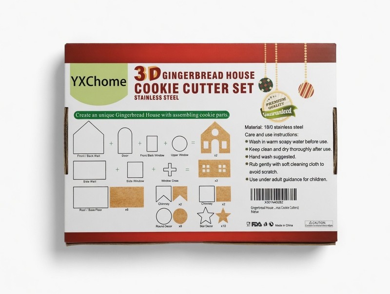 YXChome 3D Gingerbread House Cookie Cutter Set – 10pcs Stainless Steel gallery