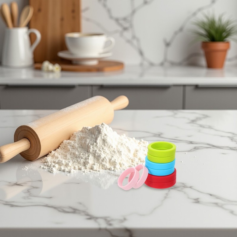 8 Pcs Rolling Pin Silicone Ring Pastry Guide Measuring Bands for Pins gallery