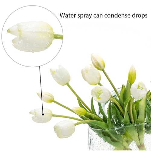 15Pcs Artificial Tulips Flowers, Soft Touch A Style-15pcs White 15pcs(no Vase) gallery