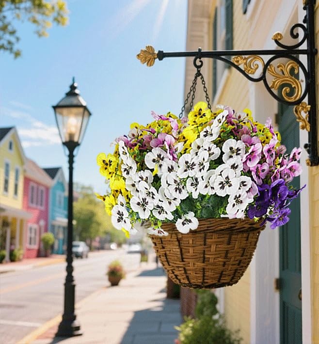 Artificial Fake Pansy Flowers for Outdoor, UV Yellow Purple White Pink gallery