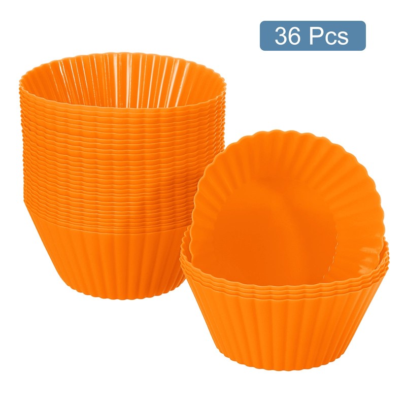 36 Pcs Orange Silicone Cupcake Liners Non-Stick Baking Muffins Cups gallery