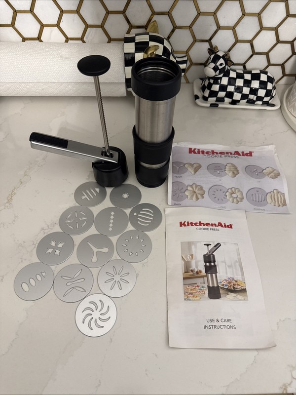 KitchenAid Gourmet Cookie Press model 681041 12 Cookie Shapes Stainless