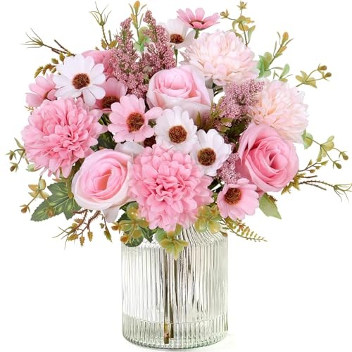 Artificial Flowers Like Real Artificial Bouquet 2 Packs Silk 2pcs Pink gallery