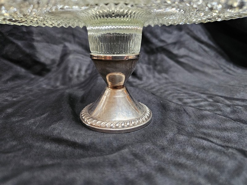 Vintage Duchin Creation Sterling Silver wgt Pedestal Cake Plate Hobnail 10.5" gallery