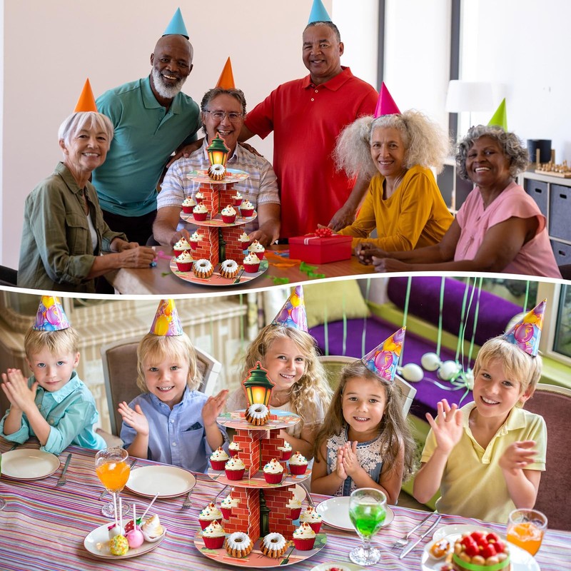 Red Brick Wall Cupcake Stand Cartoon Street Birthday Party Supplies 3 Tier Cu... gallery