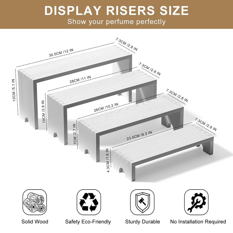 2 Set White Wood Tiered Riser Display Stands for Vendor Events,Stackable Wood... gallery
