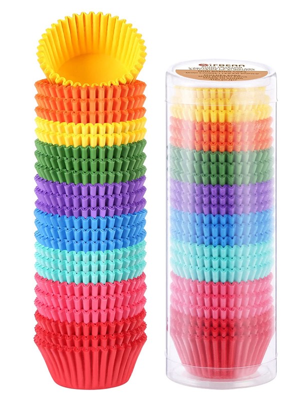 Colored Mini Paper Cupcake Liners Vibrant Muffin Baking Cups 400-Count