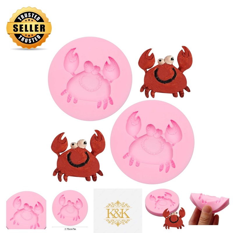 Crab Shape Silicone Mold – 2PCS BPA-Free Molds for Ocean-Themed Cakes & Crafts!