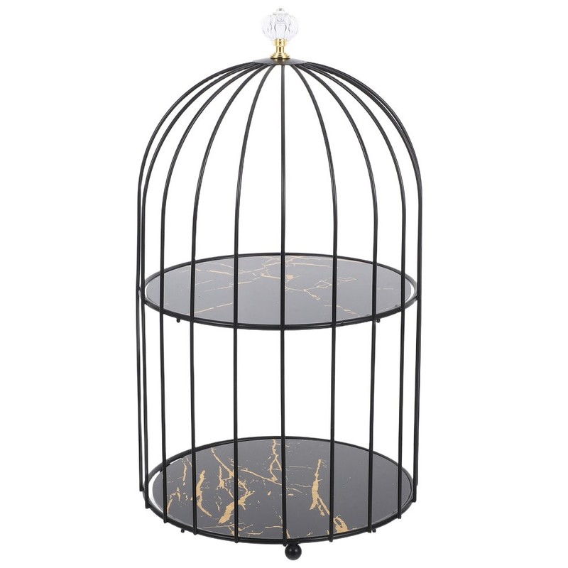 Bird Cage Cake Stand: Cosmetic Storage Rack Iron Jewelry Holder Dessert Cupcake