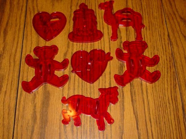 (7) VINTAGE Unique HRM & LOMA Christmas Red COOKIE Cutters – Lamb, Camel, Teddy