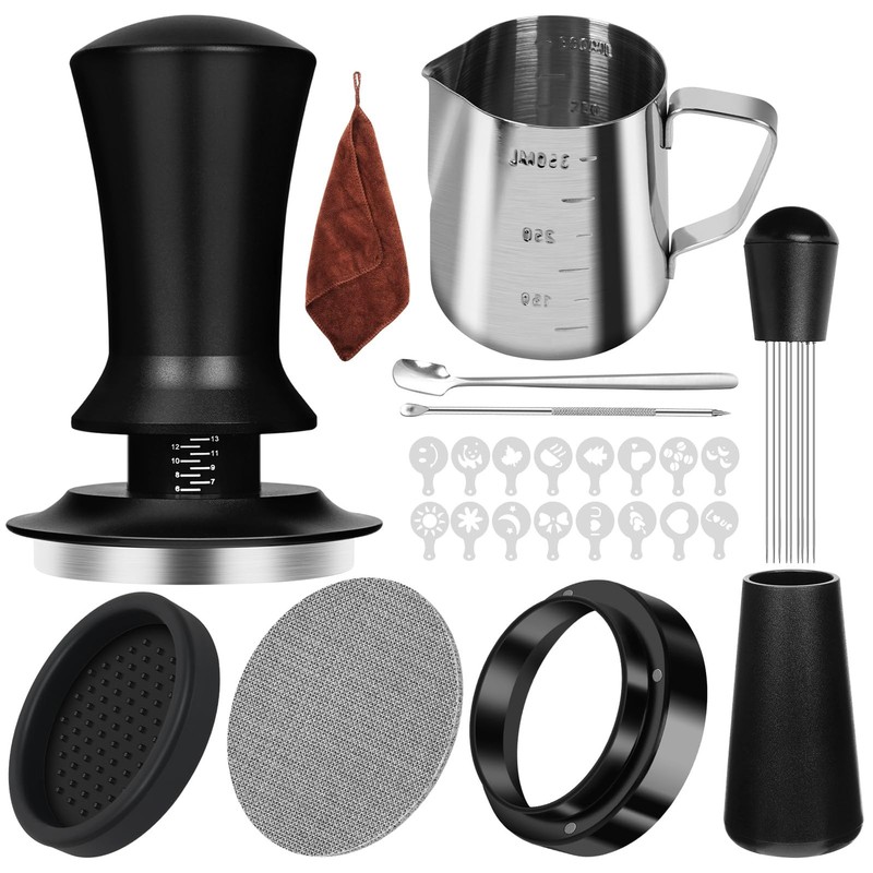 Y-Step 25 PCS Espresso Accessories Kit, Tamper Kit 51mm, Black