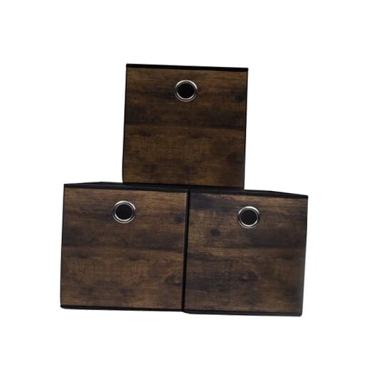 Decorative Cube Storage Bin with Wood Grain,Thickened Big-12.6×12.6×12.6inch