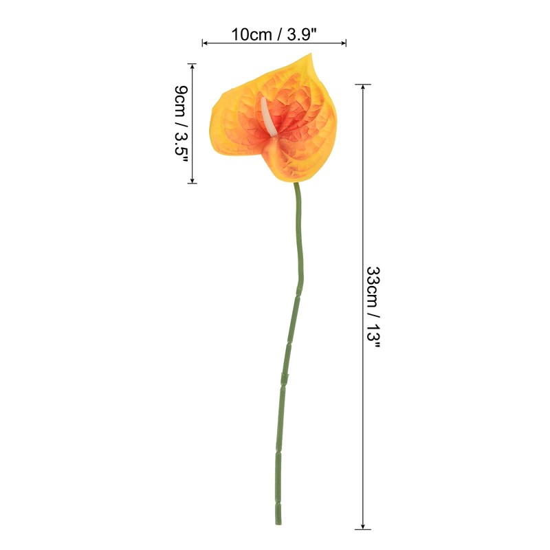 3Pcs 13" Artificial Anthurium Lily Flowers Floral Bouquet Decor, Dark Orange gallery