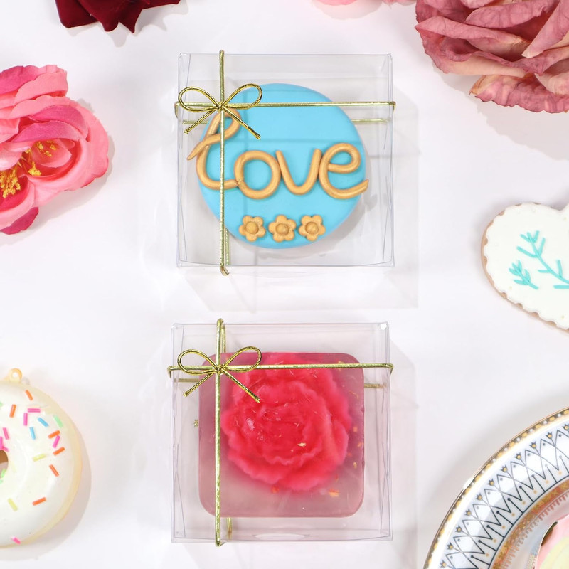 3.3X3.3X1.5Inch 50PCS Clear Cookie Boxes Packaging, Perfect for Displaying Small gallery