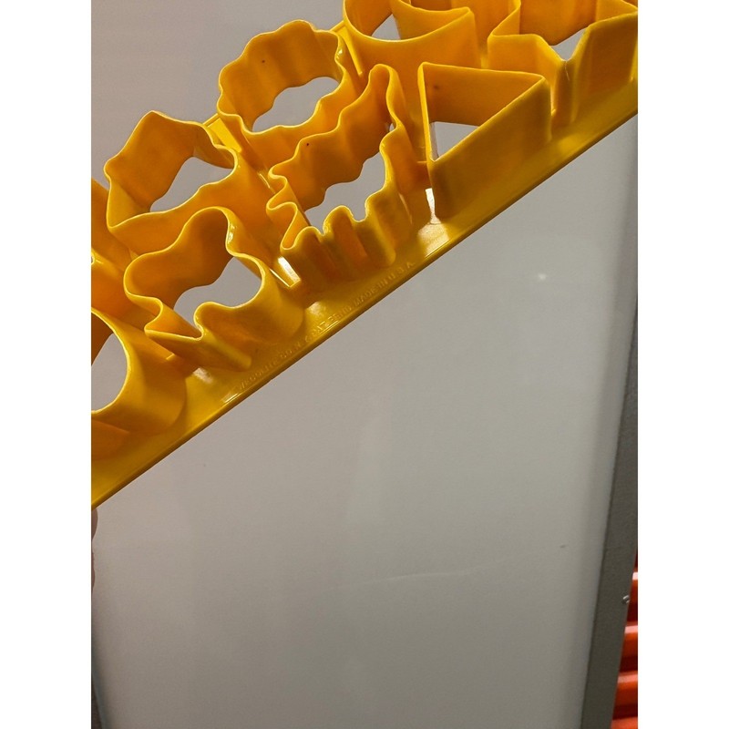 VTG 50s Wecolite Yellow Plastic Cookie Cutter Set Shapes Hearts Stars Flowers gallery