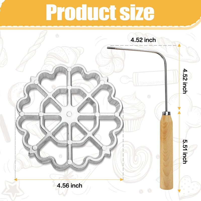 Bunuelos Mold Set with Wooden Handle Lotus Flower Cookie Maker 4.7 Inch gallery