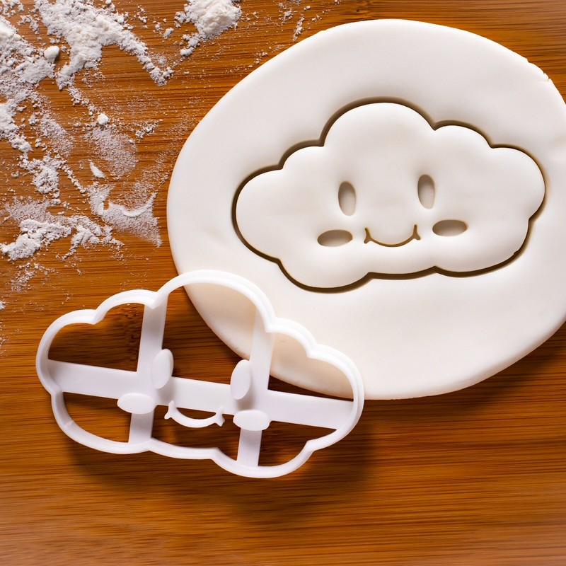 Smiling Cloud Cookie Cutter – cute sky fluffy rainbow baby shower favors