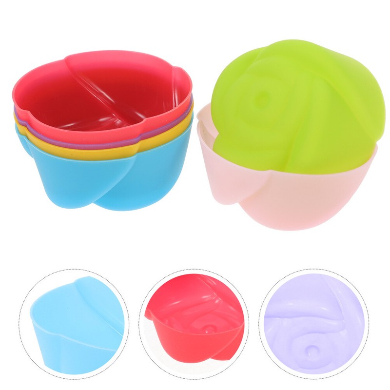 12PCS Baking Mold Silicone Rose Flower Shape Cake Decorating Mold Pudding Jelly
