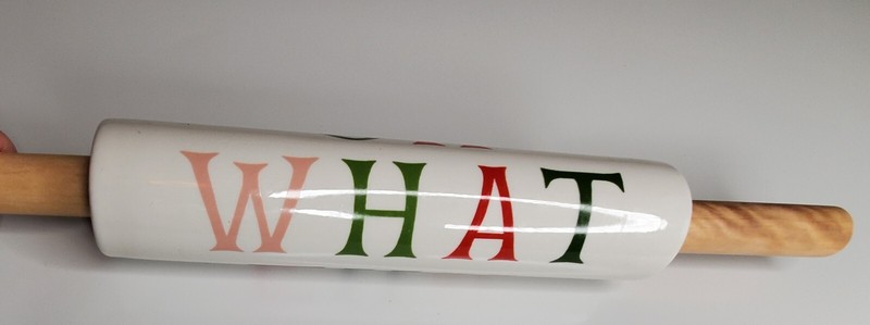 Rolling Pin with Wooden Handle " Oh What Fun" Christmas Holiday Baking Ceramic gallery