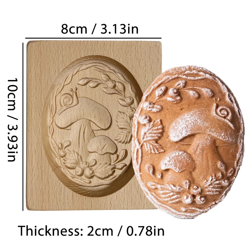 1PC Wood Cookie Molds with Flower Patterns, 3D DIY Carved Embossed Cookie Cutter