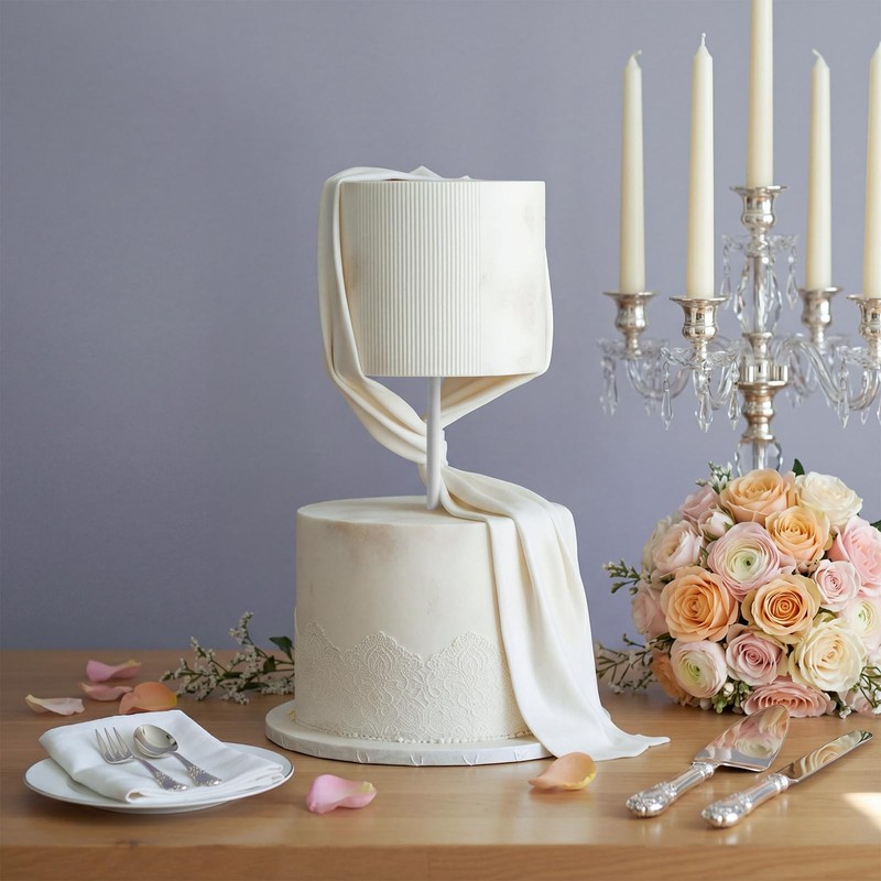 6''+8'' White Floating Cake Stand 2 Tier Metal Wedding Cake Stand Spacer Sepa... gallery