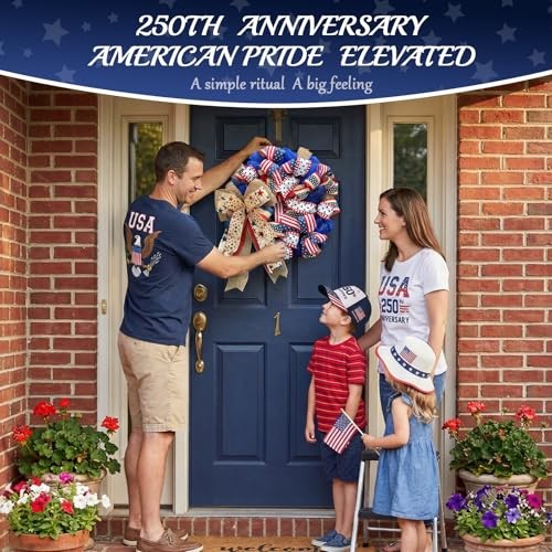 250th Anniversary Patriotic Wreaths for Front Door, 24 Inch Large 4th of July gallery