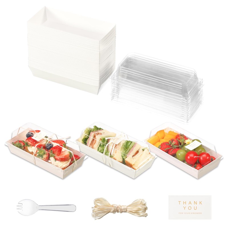 Small Charcuterie Boxes with Clear Lids and Forks – To Go Paper Mini Charcute…