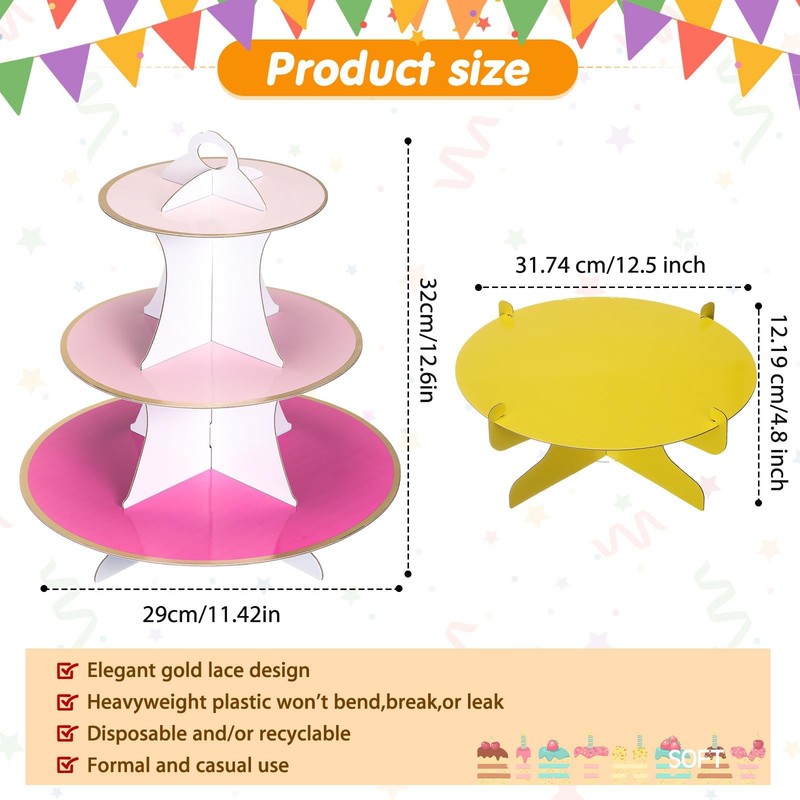 6 Pieces Colorful Cupcake Stand Set 3 Tier Cardboard Dessert Tower 1Tier Cupc... gallery
