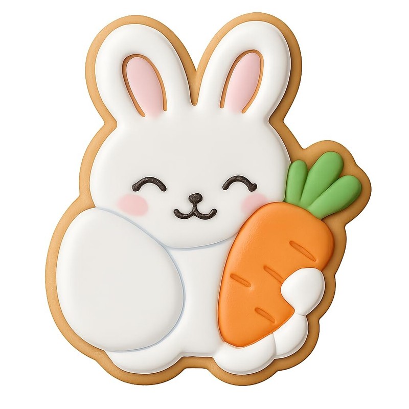 Chibi Bunny with Giant Easter Egg and Carrot Cookie Cutter & Stamp - 4x3.5 gallery