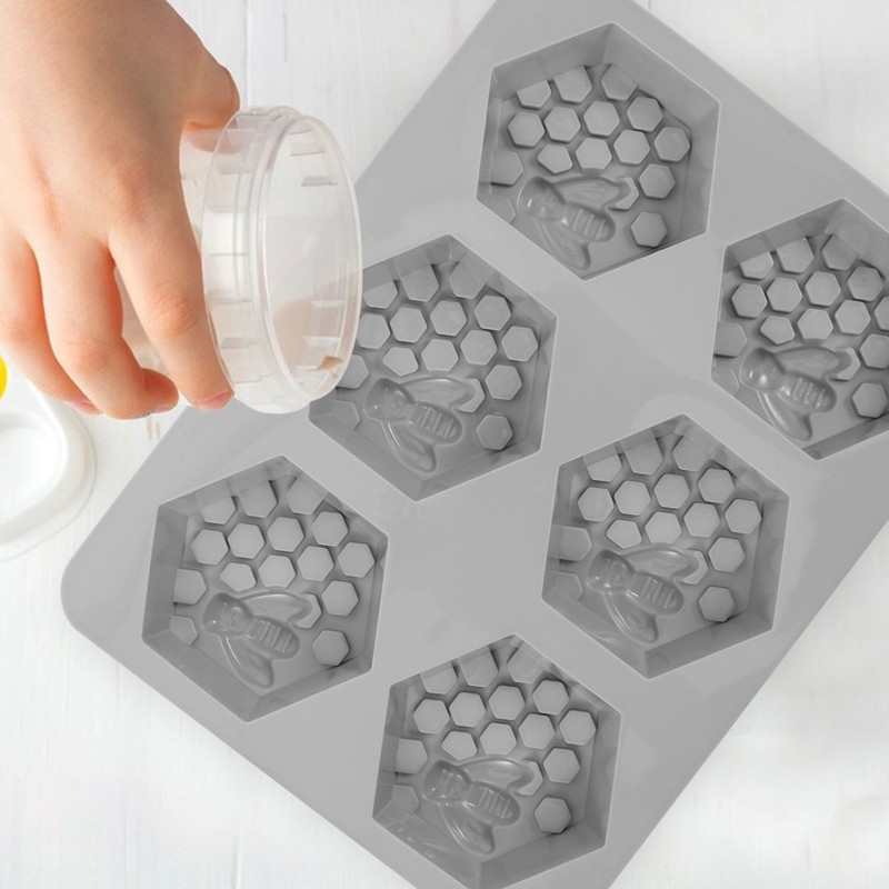 Flexible Silicone Honeycomb Soap Mold Tray Grey Dishwasher Freezer Oven Safe gallery
