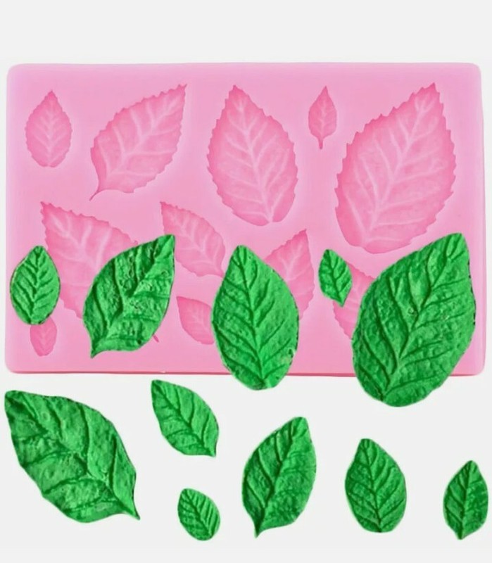 Rose Leaves Silicone Molds + 1 grass mold Chocolate Fondant Cake Decorating New gallery
