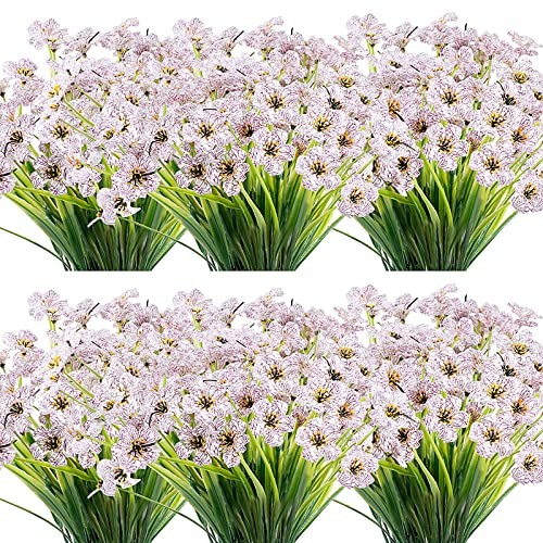 JEMONG 20 Bundles Artificial Flowers Outdoor UV Resistant Fake 20Bundles White gallery