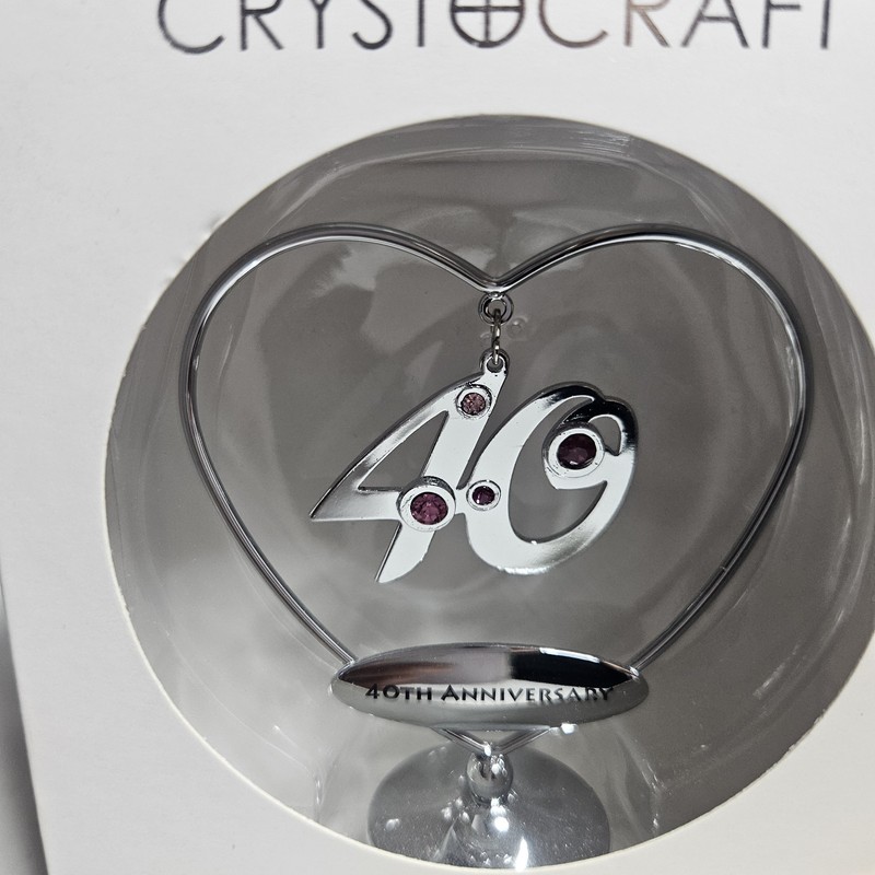 New Crystocraft Swarovski Cake Topper Chrome 40th Wedding Anniversary Heart