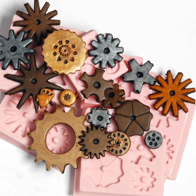 Silicone Steampunk Gear Cog Mold Set 6 Moulds Create 17 Gears Food Safe (241) gallery