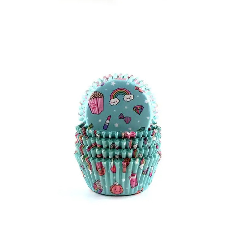 100pcs Greaseproof Cupcake Liners – Random Printed Muffin Paper Cups gallery
