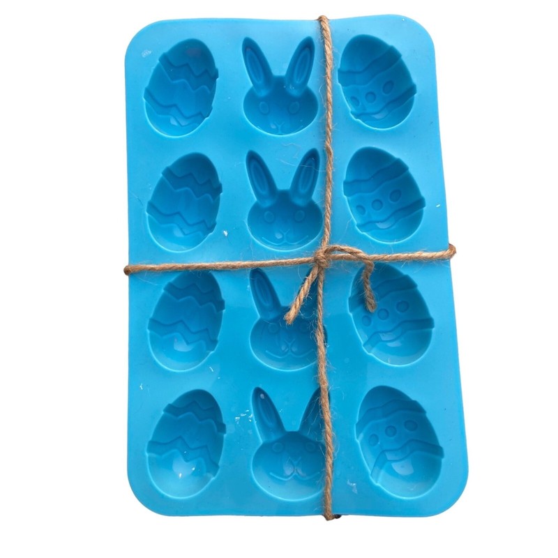 Silicone Candy Molds Set of 4 EASTER SHAPES: Easter Egg, Bunny Rabbit, Diff Egg