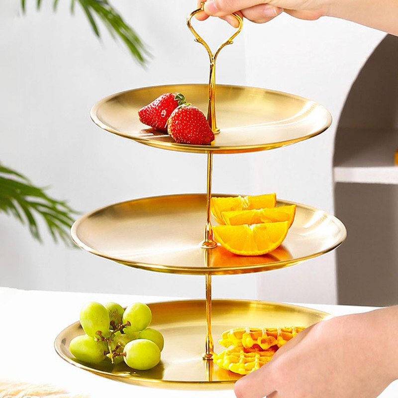 Stainless Steel 3 Tier Cupcake Stand, Tiered Trays Three Layer Cake Stand 3 Tier gallery
