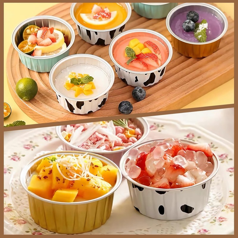 50PCS Mixed color Disposable Ramekins W/ lids,5oz Mini Aluminium Foil Baking gallery