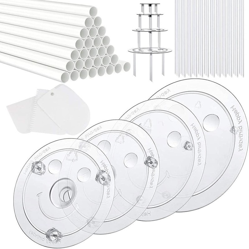 20 Plastic Cake Sticks Support Rods And 12 Clear Cake Stacking Dowels With 4 Cak