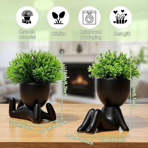 Black 2 pcs Fake Plants, Small Artificial Plants, Faux Plants Indoor for C gallery