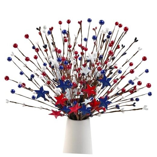 Pcs Red White and Blue Flowers Artificial for 6 Red White Blue Patriotic