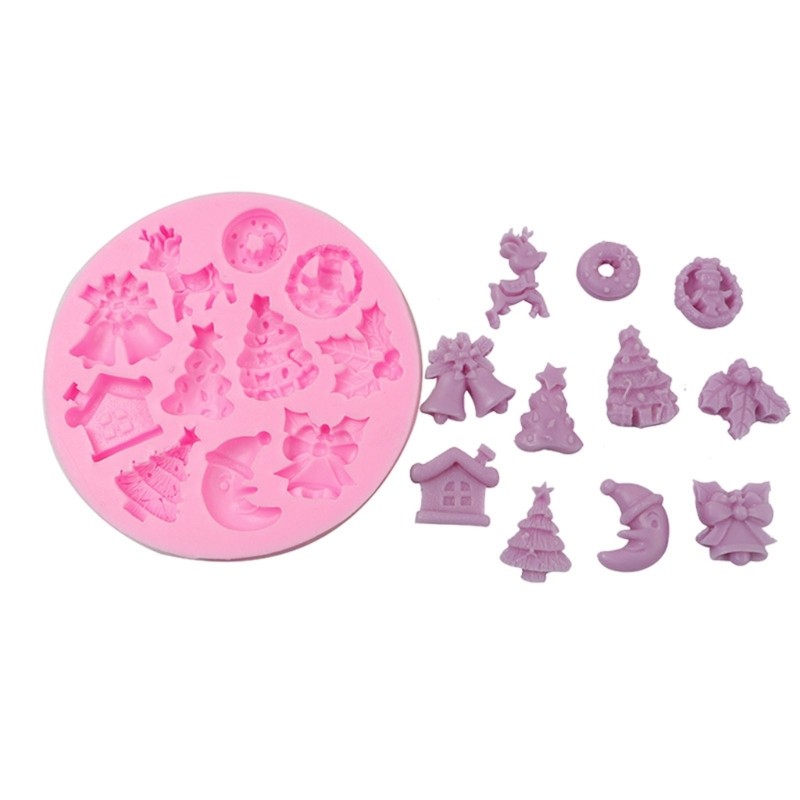 Chocolate Fondant Cake Silicone Mold Candy Deer Bell Snowman Moulds DIY Baking gallery