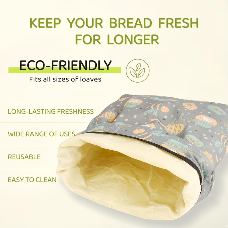 2 Pack XL Beeswax Bread Bags with Zipper Seal – Reusable Cotton Linen Waxed B... gallery