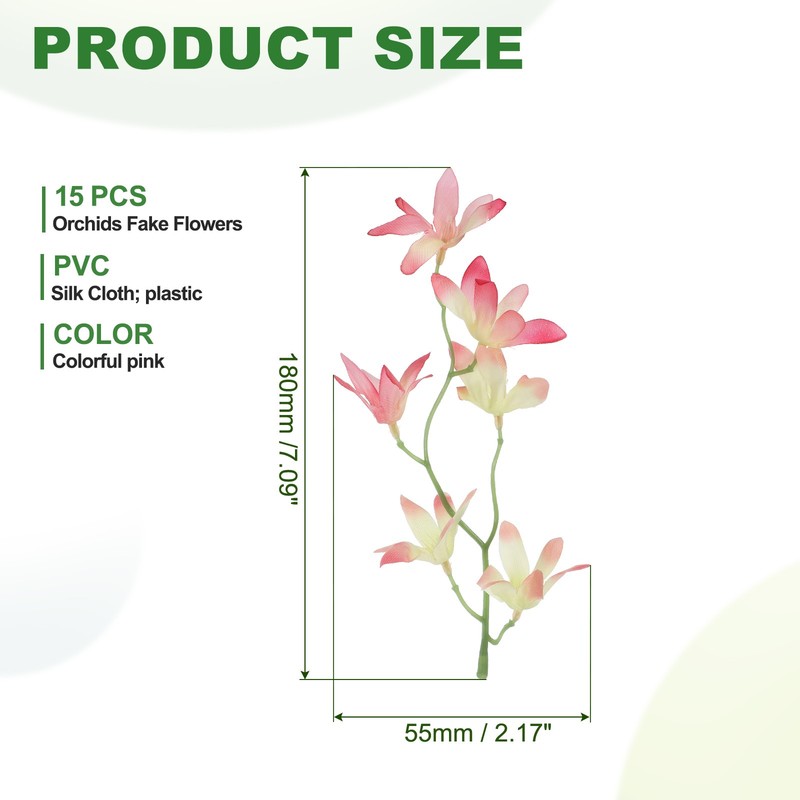 Orchid Fake Flowers 15 Pcs Artificial Flower Hairpin Wedding Decor Colorful pink gallery