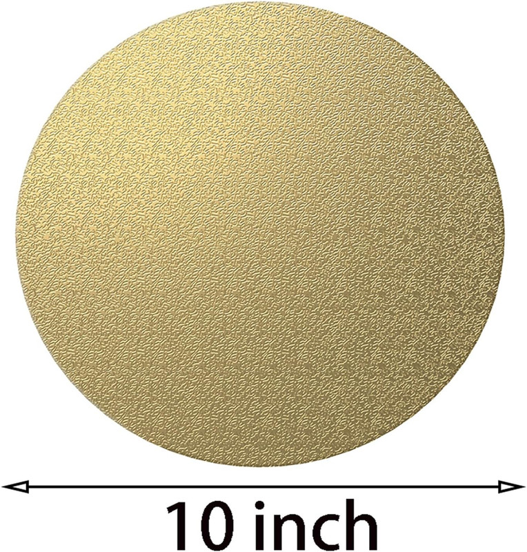 4 Pack 10 Inch round Cake Boards - Gold, Perfect for Wedding, Birthday, Dessert, gallery