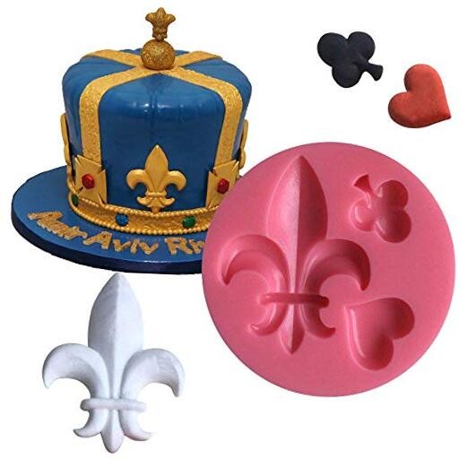 silicone mould cake Fondant poker gum paste mold for Sugar Heart fleur de lys