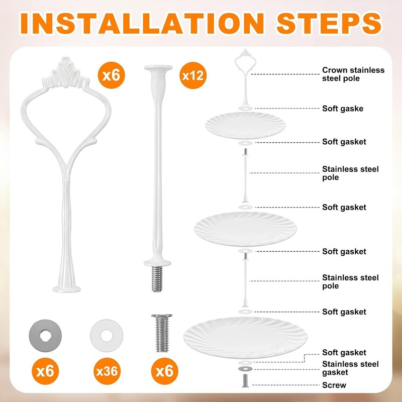 Elegant 3 Tier Cake Stand Kit - 6 Sets of Versatile Fittings for Desserts gallery