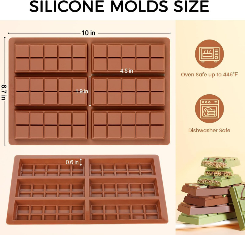 Chocolate Bar Mold - Non-Stick Chocolate Molds, Food Grade Silicone Deep Mold fo gallery